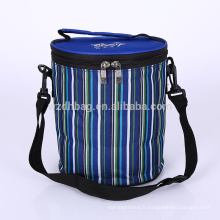 Réutilisable vente chaude Polyester Pliable isolé rayé Tiffin Lunch Box fourre-tout sac isotherme